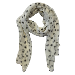 Matching head scarf - cream black spots