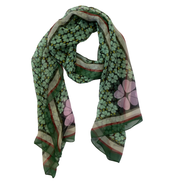 matching head scarf - green clover leaves