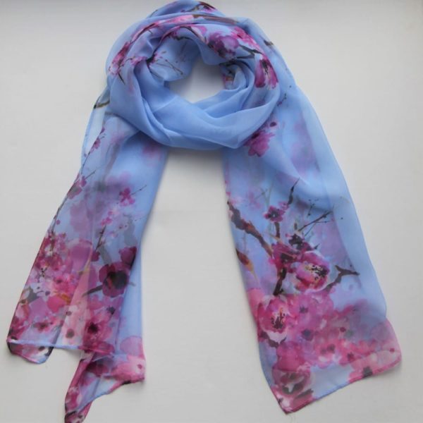 Matching Head Scarf - Sky cherry blossoms